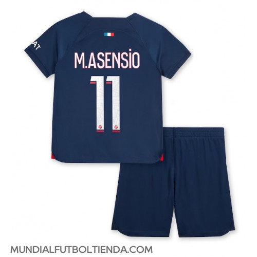 Camiseta Paris Saint-Germain Marco Asensio #11 Primera Equipación Replica 2023-24 para niños mangas cortas (+ Pantalones cortos)